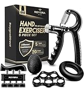 roygra Hand Grip Strengthener, Adjustable Grip Strength Trainer with 4 Exercise Tools - Set of 5