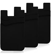 Meroqeel 3 Pack Black Adhesive Phone Wallet Stick on Card Holder for Phone Case