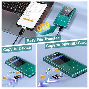 Portable MP3 Music Player 64GB Bluetooth White Noise Voice Recorder FM Radio 128GB microSD Card OTG