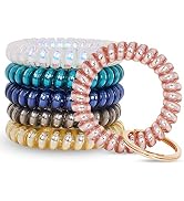 BIHRTC 6pcs Wrist Coil Keychain Car Key Holder Key Ring Bracelet Plastic Spiral Spring Flexible S...