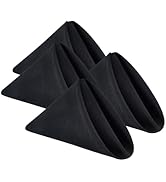 Wolkemer Set of 4 Black Cloth Napkins 17 x 17 Inches Solid Washable Polyester Dinner Napkins with...