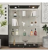 Beauty4U Glass Display Cabinet with LED Lights, Extra Large 3 Columns Curio Cabinets with 12 Shel...
