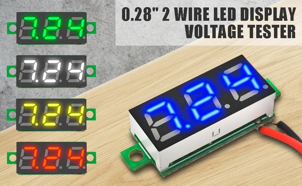 Diymore 10pcs Mini Digital 0.28" 2 Wire LED Panel Display Voltage Tester Voltmeter DC Volt Meter