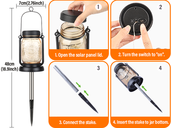 solar mason jar lights with stakes
