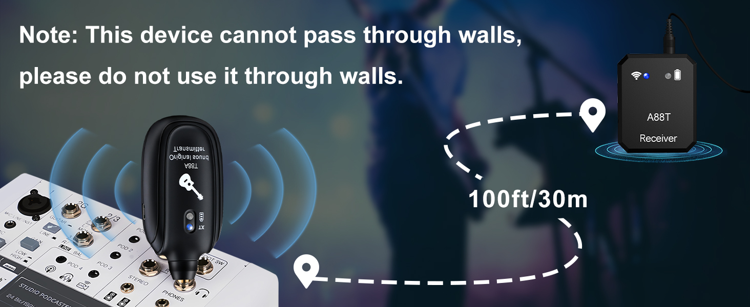 100ft/30m in open space and stable connection