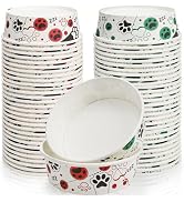 SOUJOY 60 Pcs Disposable Cat Bowls, 16 oz Pet Feeding Bowl, Foot Print Travel Dog Food Bowl for S...