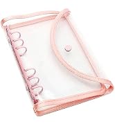 Pink A6 Binder 6 Ring Glitter PVC Budget Binder with Snap Button Closure, Loose Leaf Notebook She...