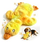 Fuufome No Stuffing Duck Squeaky Dog Toy, Crinkle Plush Chew Toy for Puppy | Interactive Teething...