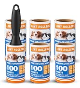 Lint Roller Set 600 Adhesive Sheets (6 Pack) for Pet Hair Extra Sticky - Reusable Fur Remover for...