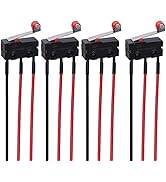 Taiss 4pcs Momentary Roller Lever Arm Micro Limit Switch with Wires AC 250V 5A SPDT 1NO 1NC 3 Pin...