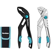 DURATECH 2-Piece Mini Pliers Set, 4-Inch Water Pump Pliers & Pliers Wrench | Smooth Jaw & V-Jaw, ...
