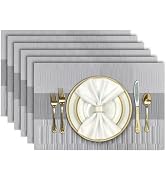 Aofmee Placemats, Place Mats Set of 6, Heat Resistant Table Placemats, Washable PVC Table Mats, W...