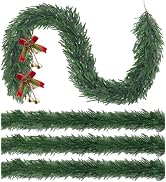 4Pcs 6Ft Artificial Norfolk Pine Garland,Realistic Faux Garland Greenery | Faux Christmas Garland...