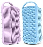YEALIFE 2PCS Silicone Body Scrubber, Loofah for Women, Gentle Exfoliating Shower Cleaner Bath Bru...