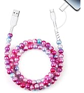 Aolcev USB C Cable for iPhone Charging Cord 3.3FT 2 in 1 Multi Cute Beaded Phone Charger MFi Cert...