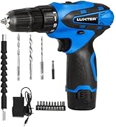 LUXTER Cordless Drill Set 12V Electric Power Drill with Battery and Charger 3/8-inch Keyless Chuc...