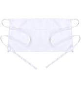 BOHARERS Waist Apron with 3 Pockets - White Waitress Waiter Server Short Apron
