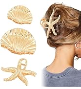 Canitor Gold Starfish Seashell Shell Hair Clip for Women Thick Hair Metal Claw Clips Hair Accesso...