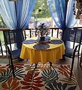 FOLINS&HOME Yellow Round Tablecloth 60 Inch Waterproof Heavy Duty Wrinkle Free Polyester Fabric T...