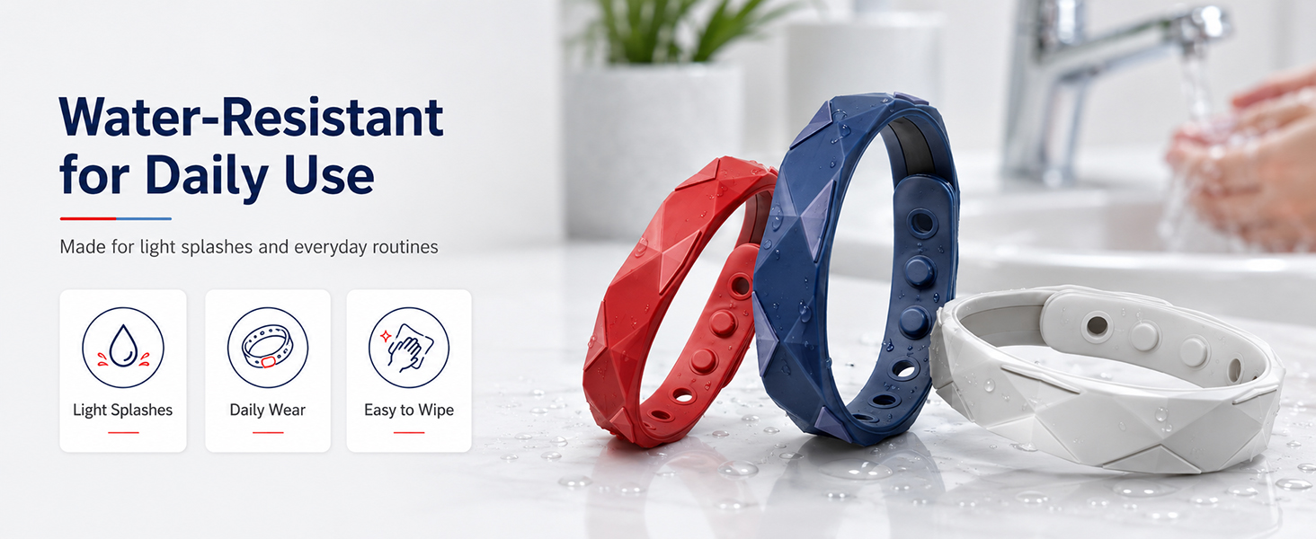 Water-resistant anti-static wristbands with faceted texture for daily use