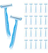 LOMGWUMY Disposable Razors, Light Blue Bulk Razors With Knife Caps, Double-edged, Individually Pa...