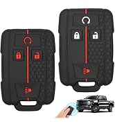 MILAKE 2 Pcs Silicone 4-Button Smart Key Fob Cover Compatible with 2014-2019 Chevrolet Colorado S...