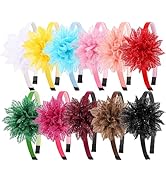 XIMA Girls Lace Flower Headbands, 11-Pack Multicolor Hair Accessories, Hard Band Hair Hoops for K...