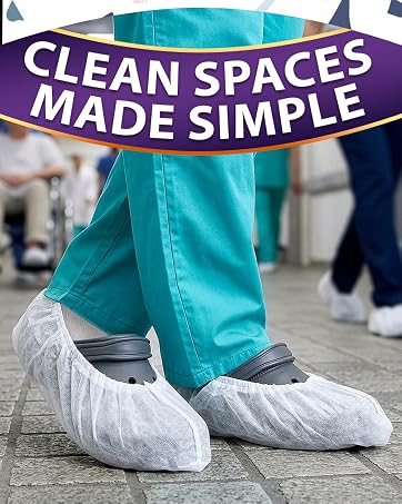 100 Pack Disposable Shoe Covers Sneaker Boot Covers White Shoe Protectors Non Slip Shoe Booties