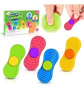 Sensory Fidget Spinnes for Kids Adults:Textured Finger Fidgets 4 Pack, Quiet Classroom Prize, Wor...