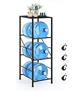 YBING 5 Gallon Water Bottle Holder 3 Tier Water Jug Holder with Shelf Water Jug Stand with Wheels...