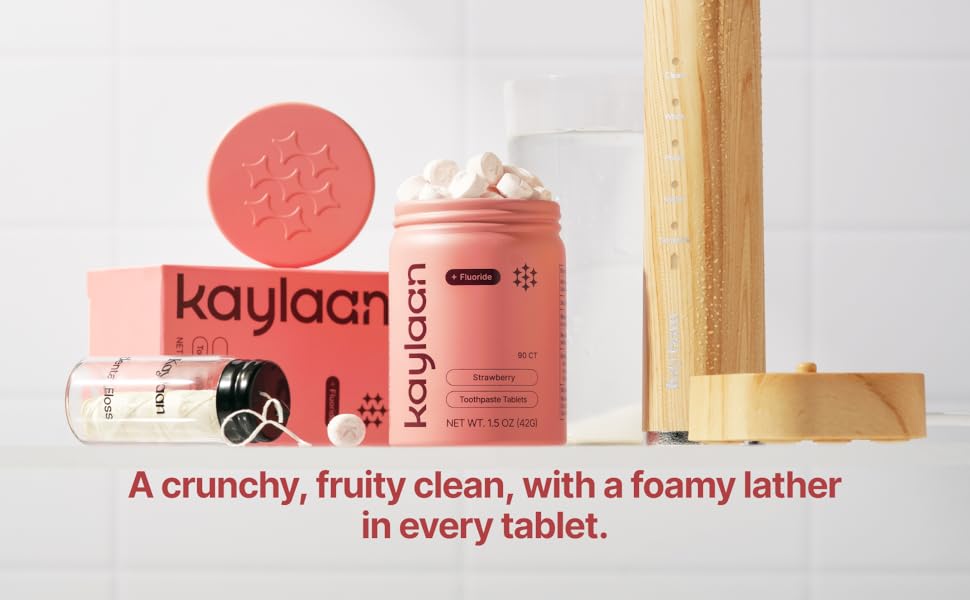 crunchy fruity clean foamy lather toothpaste tablet kids