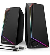 LENRUE Computer Speakers, USB/USB-C Powered PC Speakers with Loud Stereo Sound, Headphone-in for ...