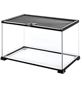 REPTI ZOO Full Glass 15 Gallon Reptile Tank, Medium Reptile Terrarium for Gecko Hermit Crab Hogno...
