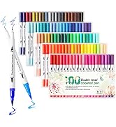 Upanic 100 Colors Art Markers for Coloring,Coloring Pens,Dual Brush Tip Markers for Kids Adult Dr...