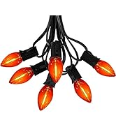 SOTOPOO C7 Orange LED String Lights, 25FT LED Orange Halloween Lights Indoor Outdoor with 25Pcs C...