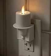 Luminara Flameless Candle Nightlight w/Dusk to Dawn Light Dark Auto Sensor, White Wall Plug Indoo...