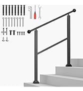 Hand Rails for Outdoor Steps, Heavy Duty 3 Steps Handrails Stair Railing Kit for Indoor & Outdoor...