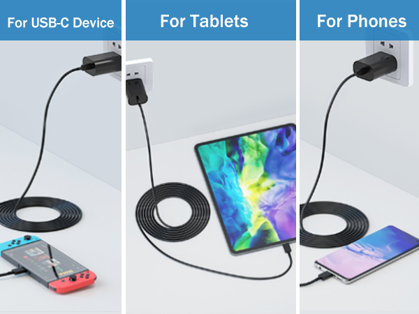 usb c charger block fast charging cable