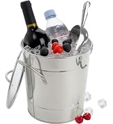 YOUEON 4 Liter Ice Bucket with Scoop and Lid, Double Walled Insulated Ice Bucket for Parties, Coc...