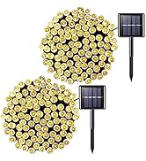JMEXSUSS 2 Pack 100 LED Solar String Lights Outdoor Waterproof 42.7ft 8 Modes Warm White Solar Ch...