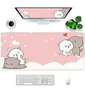 Pink Gaming Mouse Pad Gift for Women Cute Large Mouse Pad 35x15.7x0.12 inch Extra Large Rubber Mo...