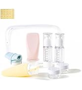 Cryslora Travel Squeeze Bottles Set with Clear Toiletry Bag, Refillable Silicone Containers for L...