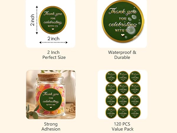 Grass Green Thank You Stickers
