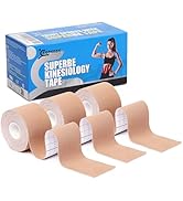 Kinesiology Tape K Sports Tape 3 Rolls, Kinetic Tape for Joints Support and Muscle Pain Relief, M...