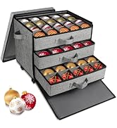 Christmas Ornament Storage Box with Wheels, Stackable Christmas Ornament Organizer with 3 Drawer ...