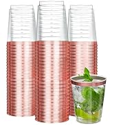 R-kay 50 Pack Rose Gold Plastic Cups For Party - 10 Oz Rose Gold Party Cups Disposable - Hard Dis...