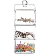Tecbeauty 3pcs Stackable Bathroom Canisters Hair Ties Accessory Storage Cotton Ball Rounds Pads O...