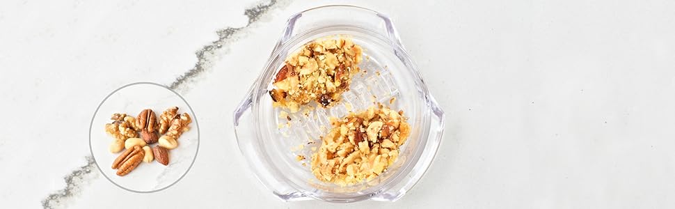The Garlic Twister can also be used for nuts, pictured is minced nuts for an ice cream sundae!