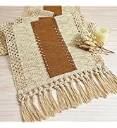 FEXIA Boho Table Runner 72 Inches Long Thanksgiving Decor Macrame Table Runner Farmhouse Style wi...