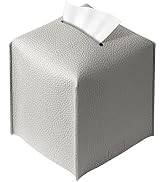 REGELETO Square Tissue Box Cover, Pu Leather Tissue Box Holder with Bottom Belt Modern Stylish Ti...